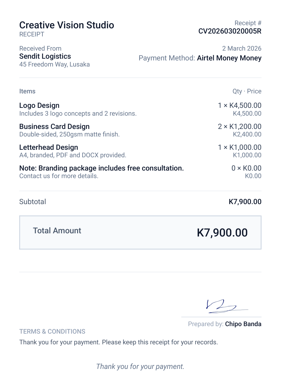 Compact Receipt Template